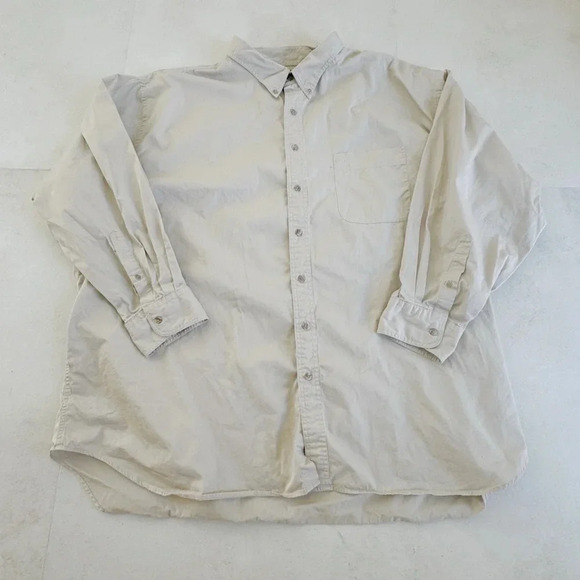 Lands' End || Khaki Button down Long Sleeve Flannel Men's Shirt 5X - Picture 1 of 6